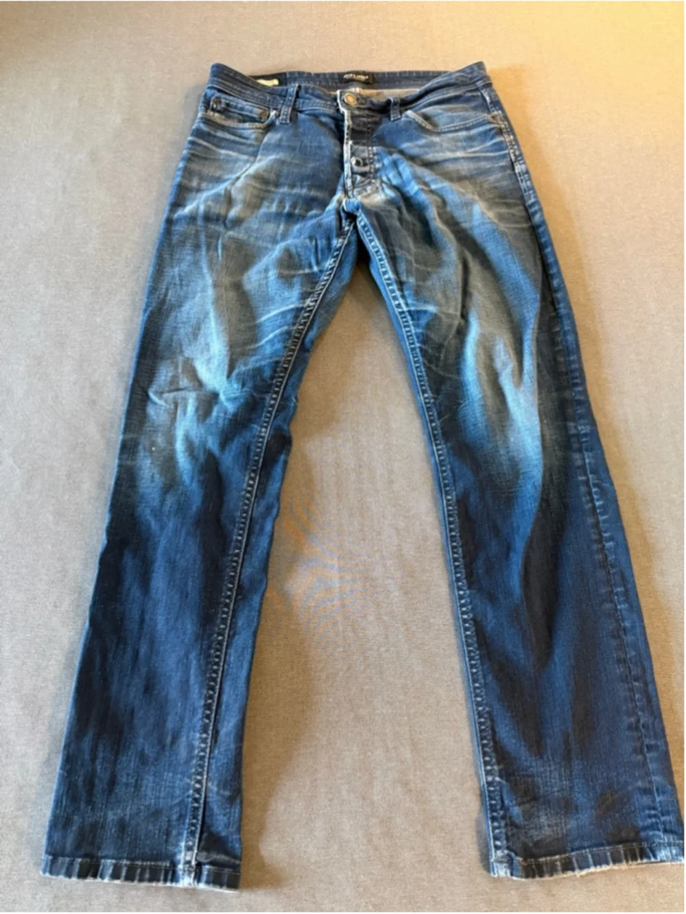 Jack & Jones men's slim fit jeans blue stone wash button fly 31x32 - Picture 6 of 13